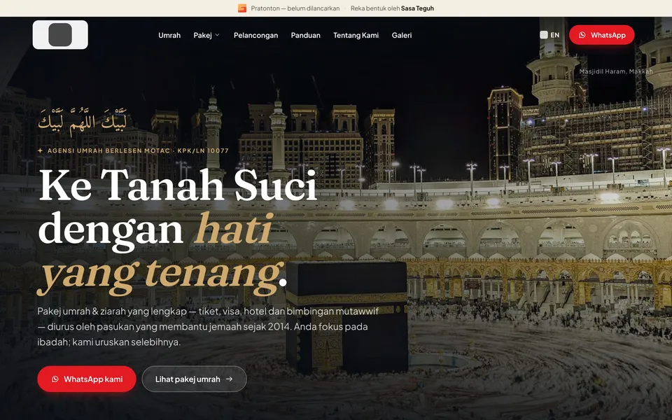 Konsep Al Ansar Travel & Tours dalam pelayar desktop (logo diganti)