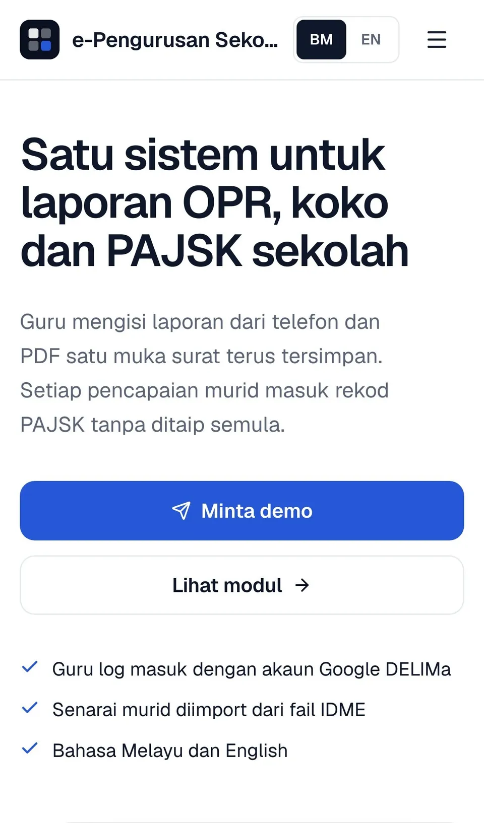 e-Pengurusan Sekolah on an iPhone
