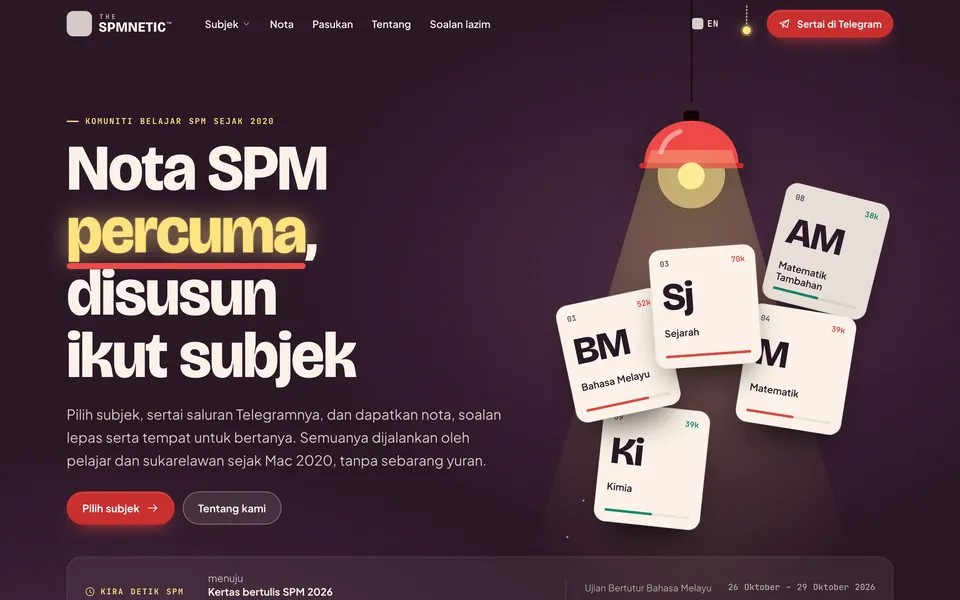 Konsep Thespmnetic dalam pelayar desktop (logo diganti)