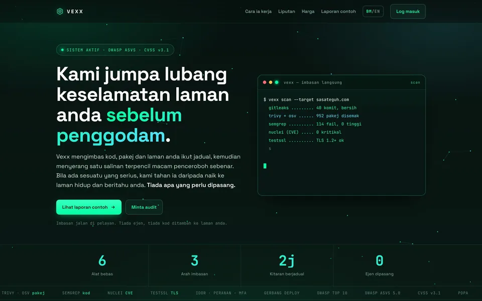 Vexx dalam pelayar desktop